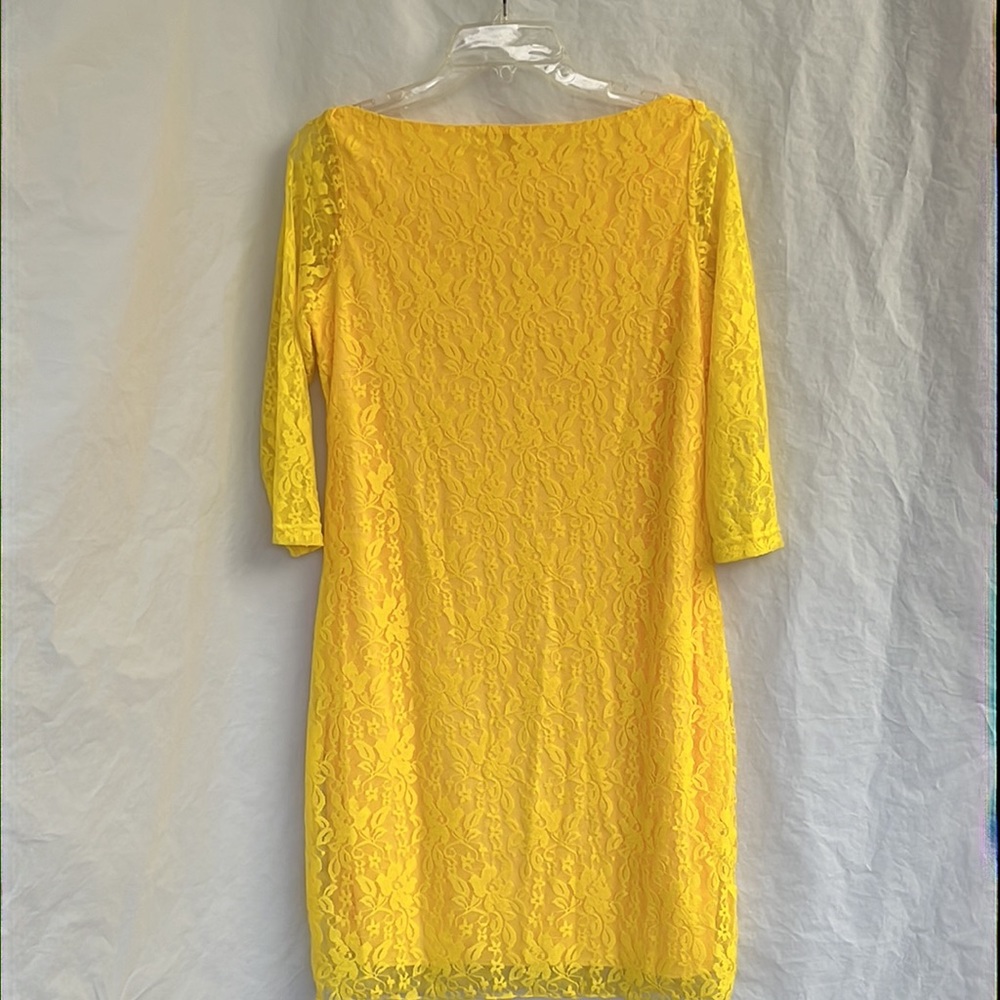 Barely worn Pretty in Yellow. Long sleeve Lace dress by The Style London size L.